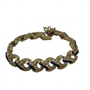Coro Pegasus Vintage Gold Rhinestone Chain Bracelet | One Size